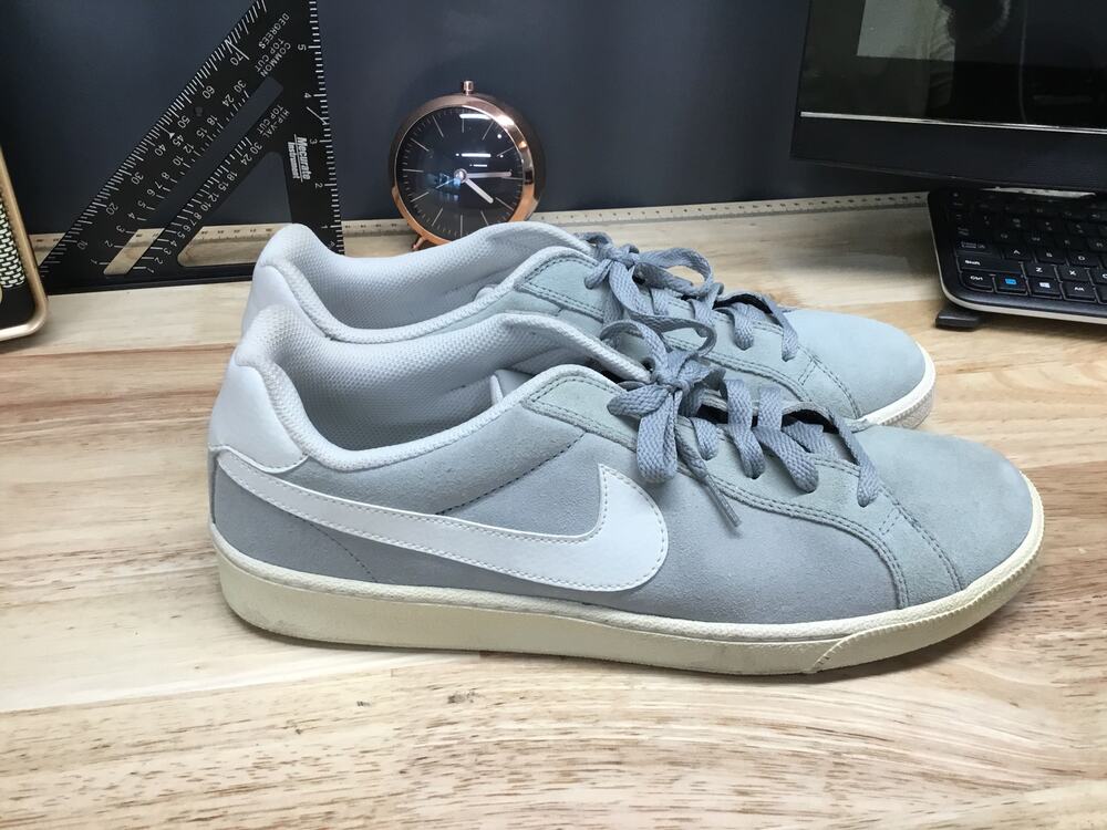Nike 653485-010 Sneakers Men's US 12 Gray Suede Round Toe Lace-Up Casual Shoes